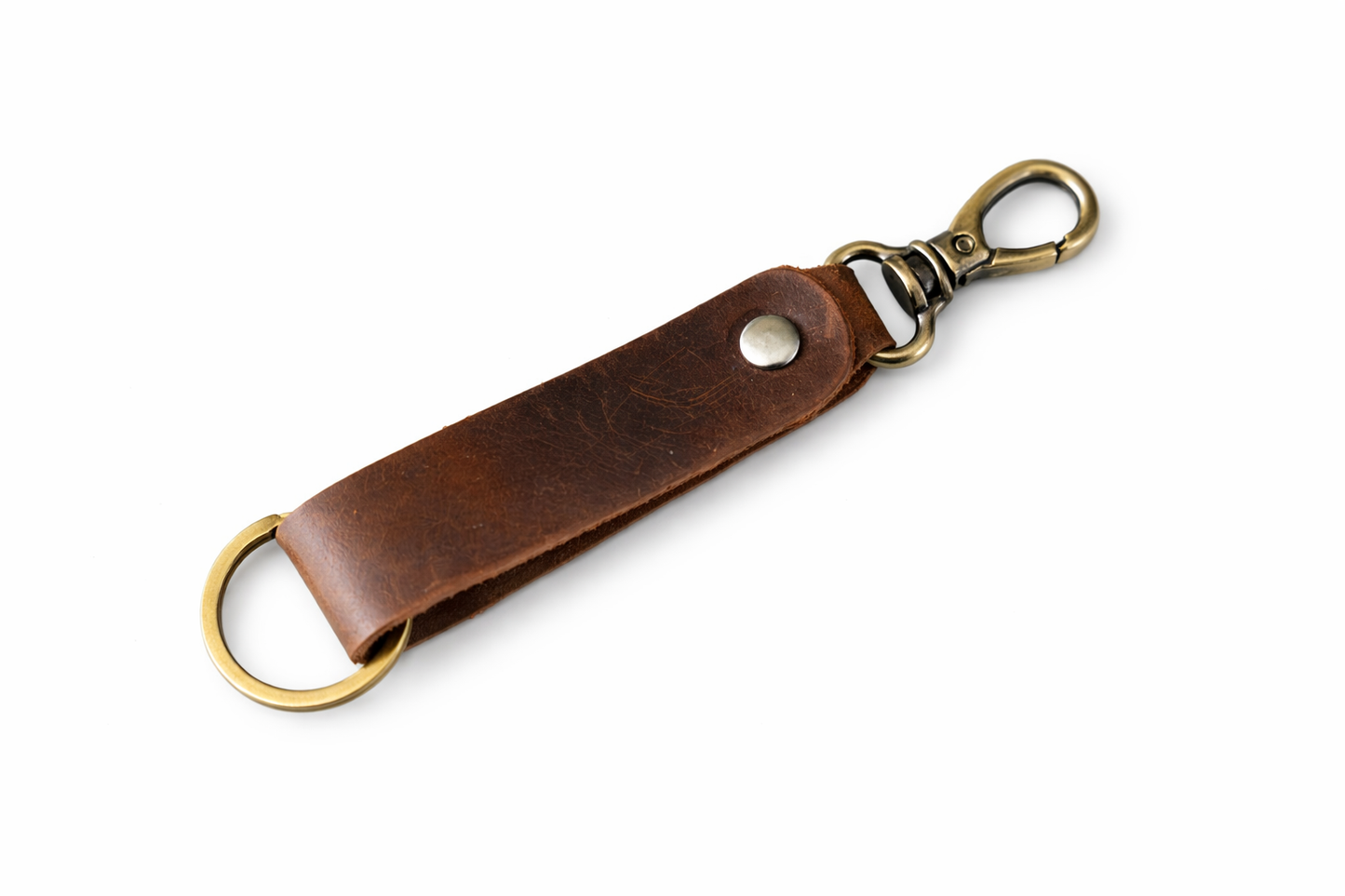 American Leather Goods - Genuine Leather Keychain, Keychain RIng, Handmade Key Tag: Light Brown