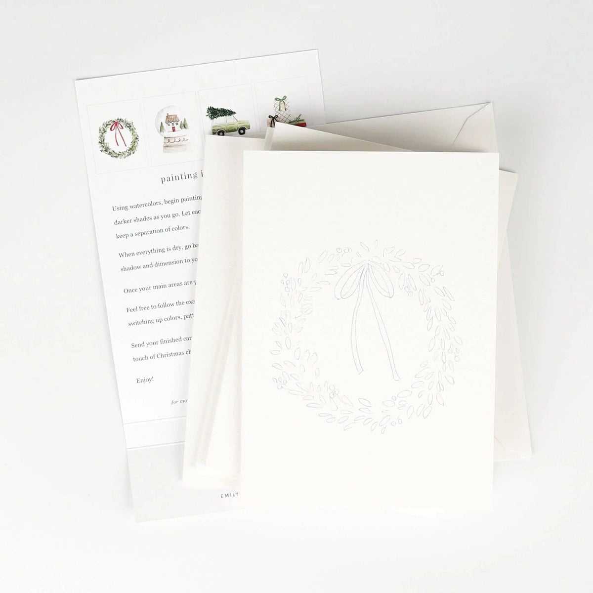 emily lex studio - Christmas cheer paintable watercolor notecard set