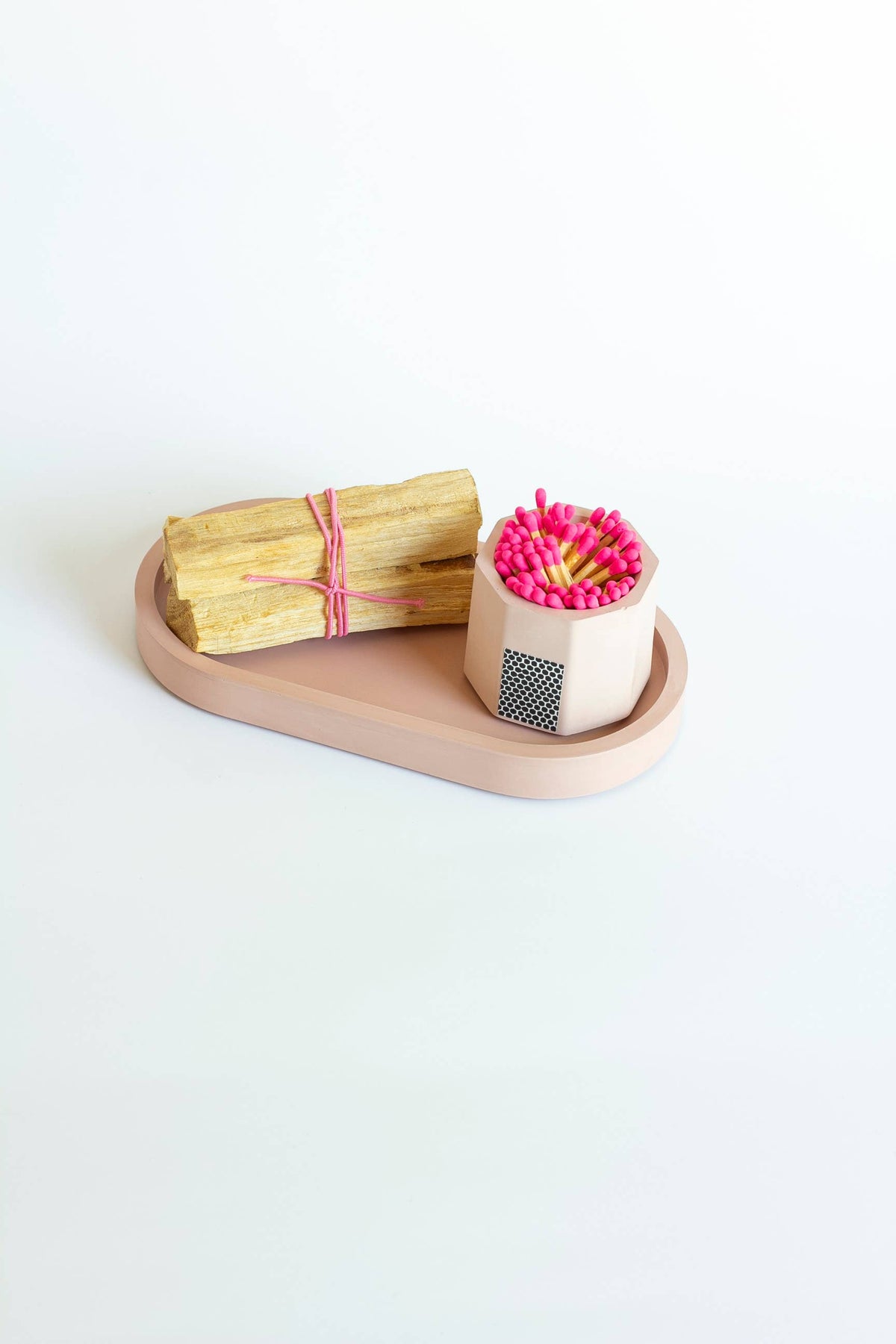Candle Tray Gift Set – Match Holder & Palo Santo or Smudge: Palo Santo / White