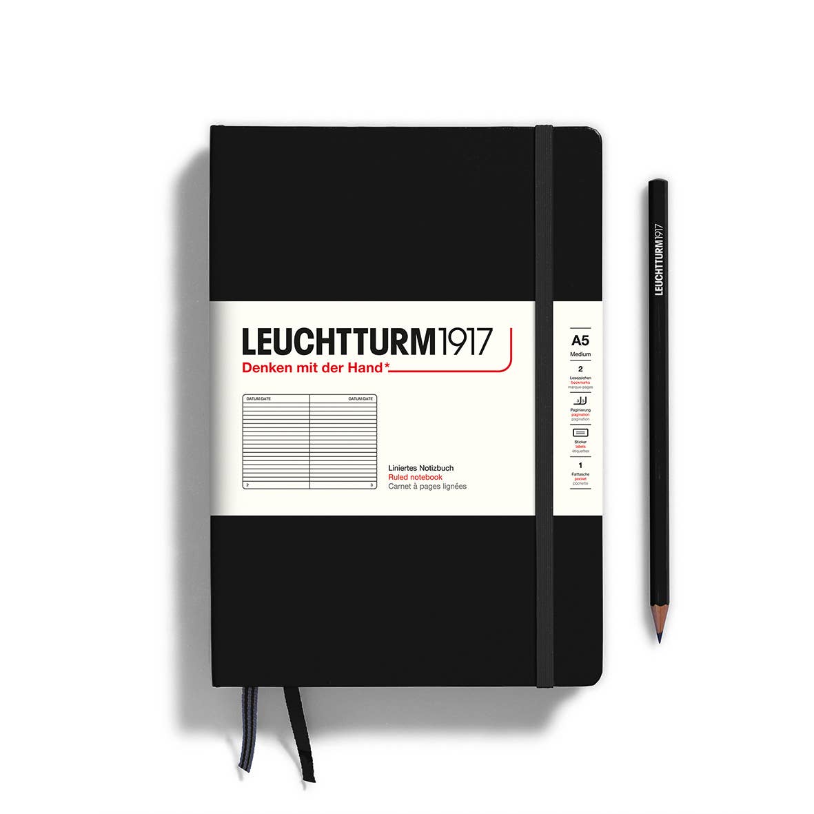 LEUCHTTURM1917 - Notebooks - Medium (A5): Black / Hardcover / Dotted