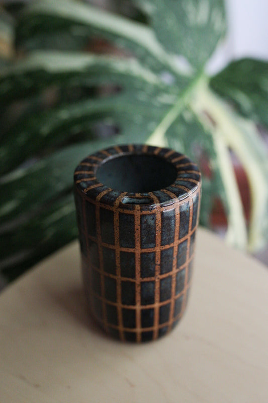 Chlorophyll and Clay - Dark Blue Tile Sip Tumbler