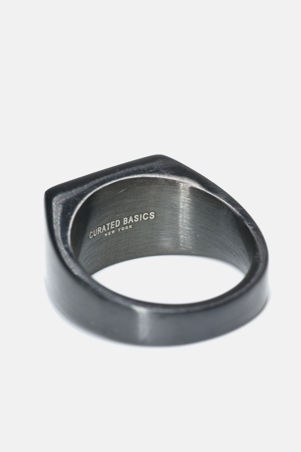 Curated Basics - Flat Top Ring: Black Steel / 8