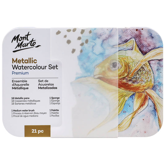 Mont Marte Usa, Inc. - Metallic Watercolor Cake Set in Tin Premium 21pc