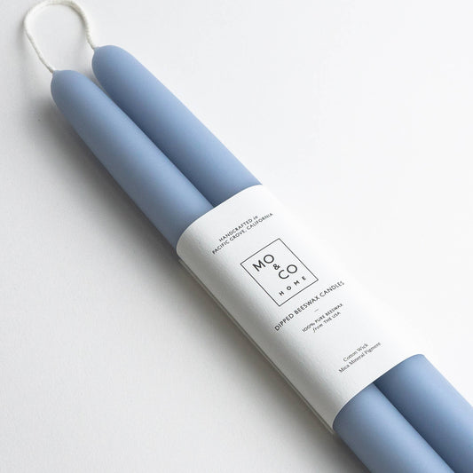 Mo&Co Home - 100% Beeswax Dipped Candles | Frosty Blue