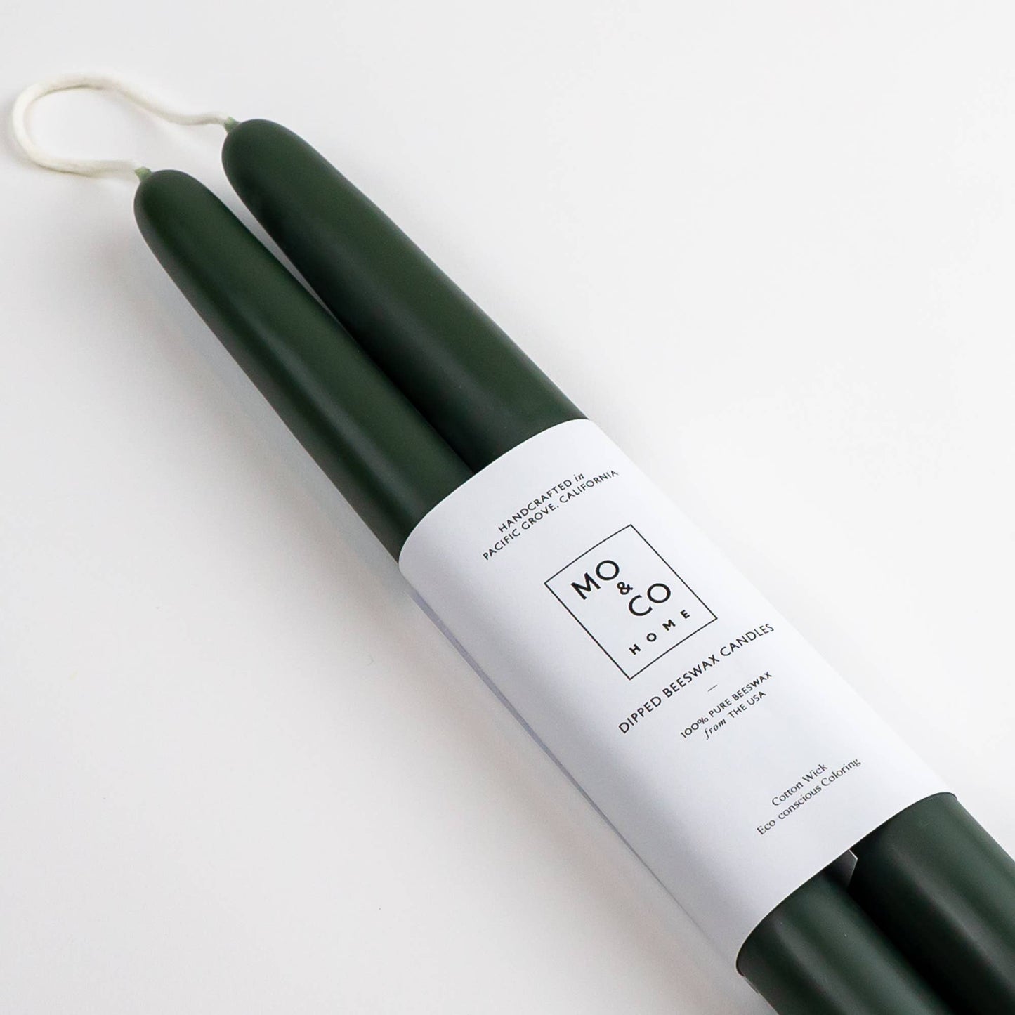 Mo&Co Home -  100% Beeswax Dipped Candles | Forest Green: 10 Inch